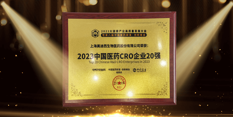 连续4年蝉联！龙8唯一官网再登“2023中国医药CRO企业20强”榜